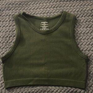 Ambiance Green Ribbed Crop Tank Top
